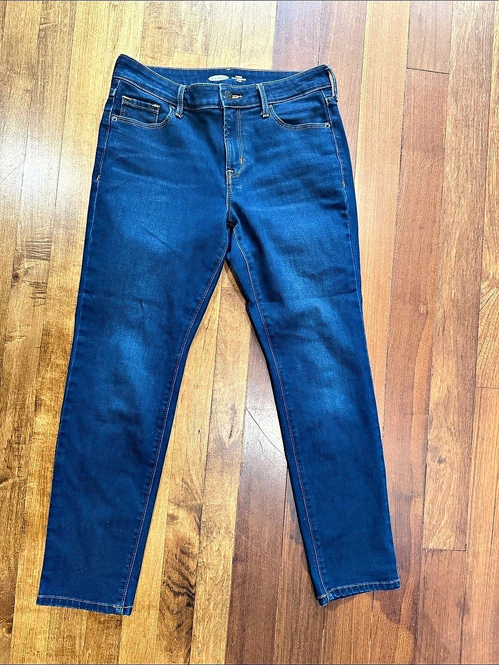 Old Navy Power Slim Straight Mid-Rise Jeans Blue Size 6 Short